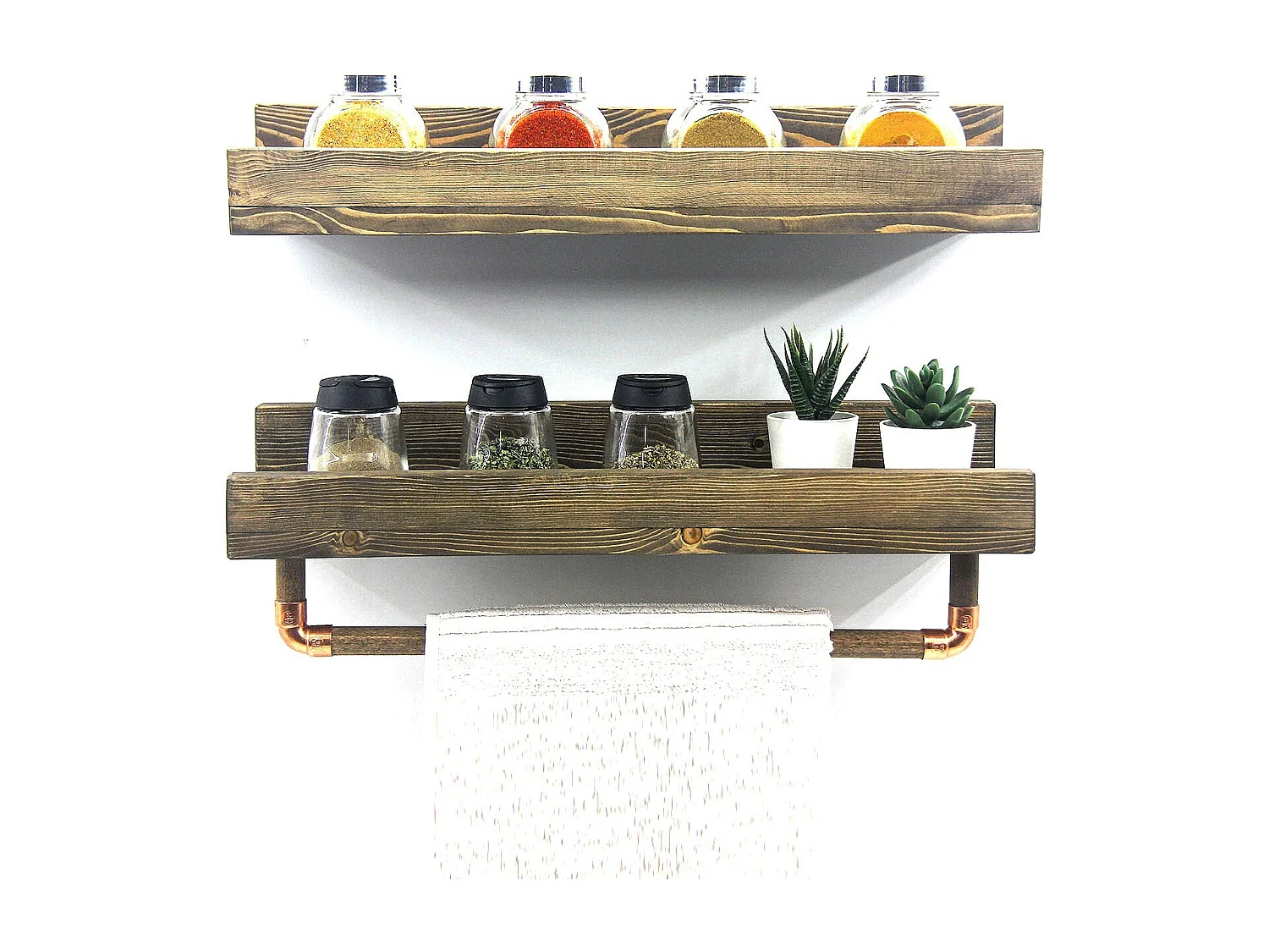 Estante de pared – 50 cm x 15 cm x 15 cm – Nogal – Madera de abeto