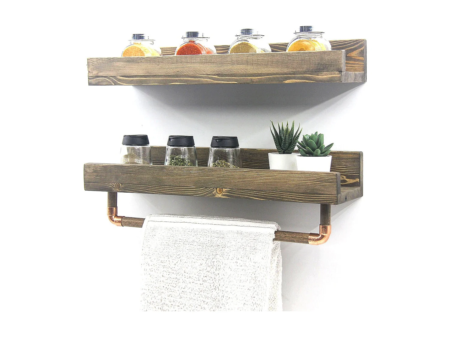 Estante de pared – 50 cm x 15 cm x 15 cm – Nogal – Madera de abeto