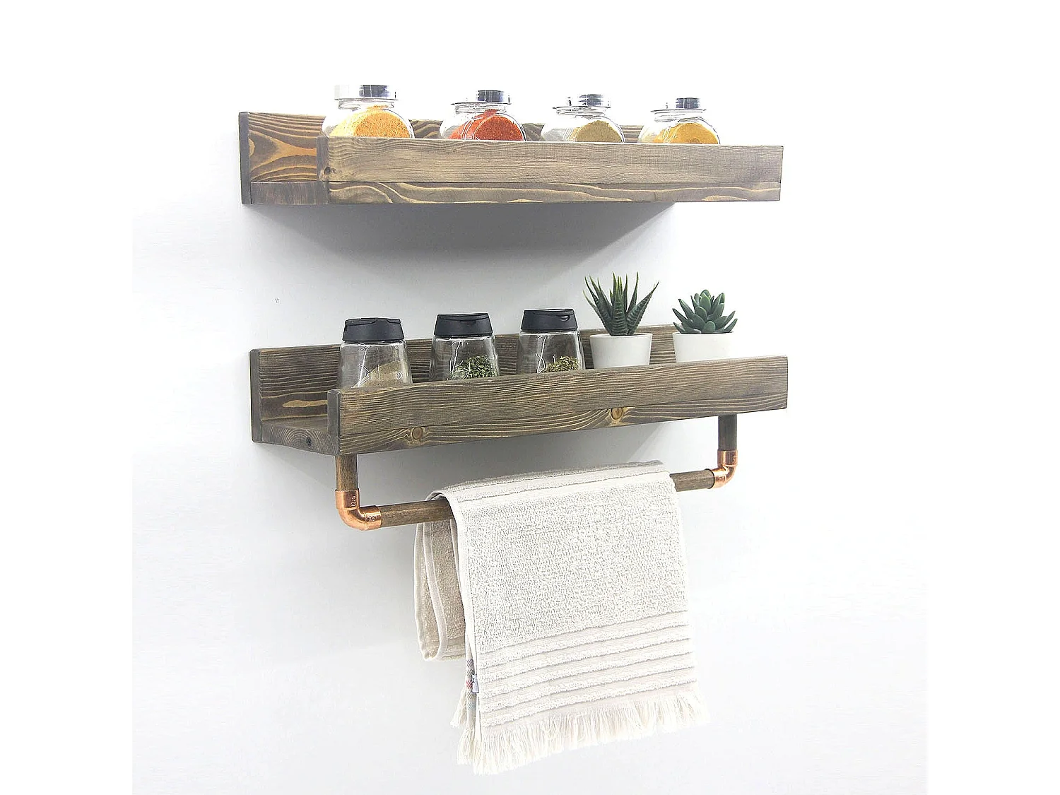 Estante de pared – 50 cm x 15 cm x 15 cm – Nogal – Madera de abeto