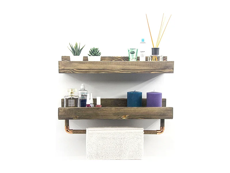 Étagère murale – 50 cm x 15 cm x 15 cm – Noyer – Bois de sapin