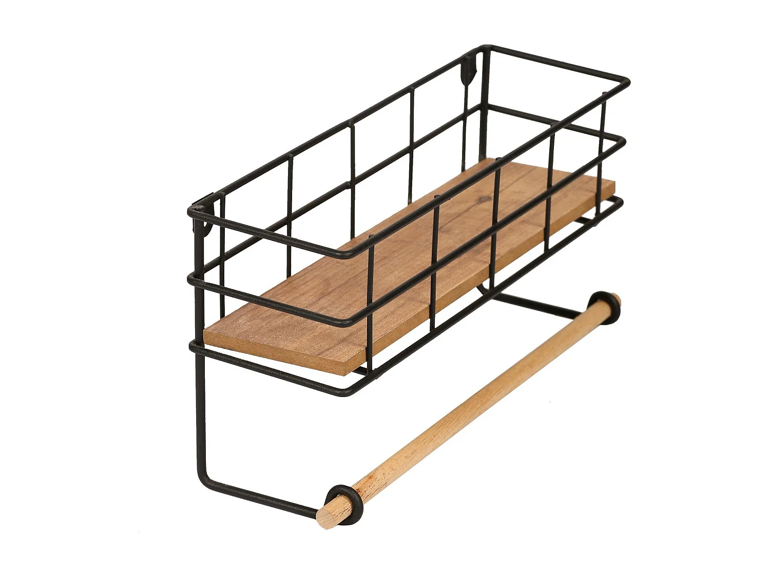 Mensola da parete - 32 cm x 10 cm x 16,5 cm - Rovere e nero - Pannello truciolare e metallo