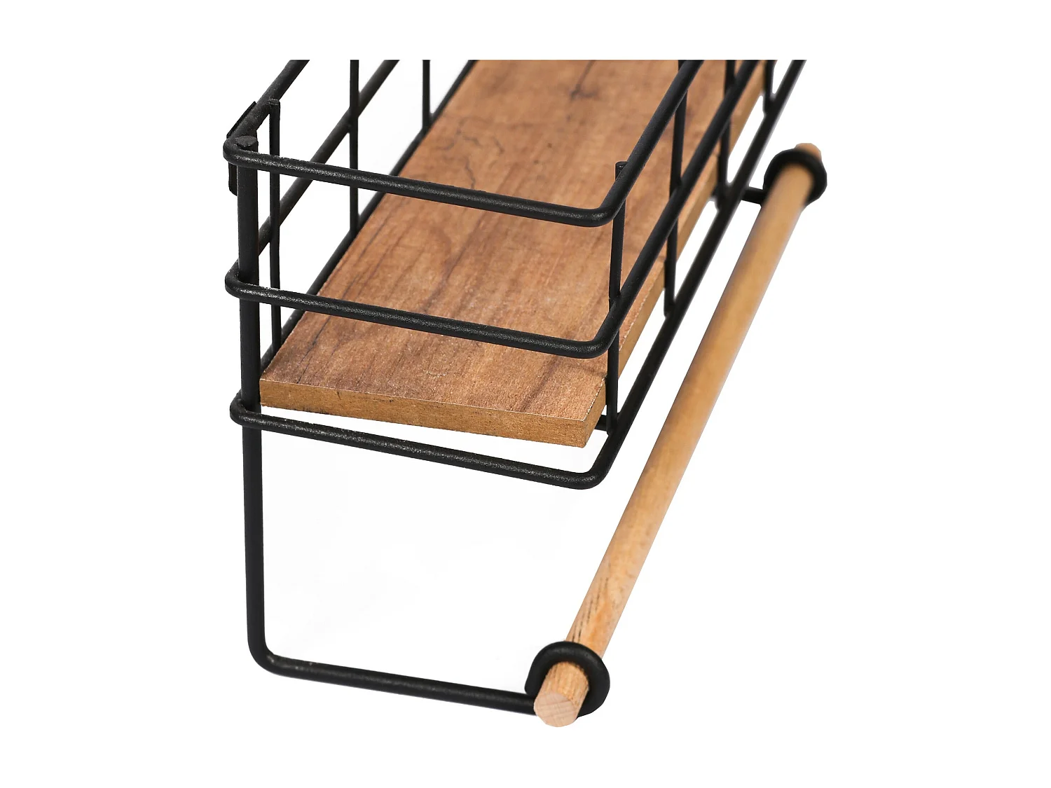 Mensola da parete - 32 cm x 10 cm x 16,5 cm - Rovere e nero - Pannello truciolare e metallo