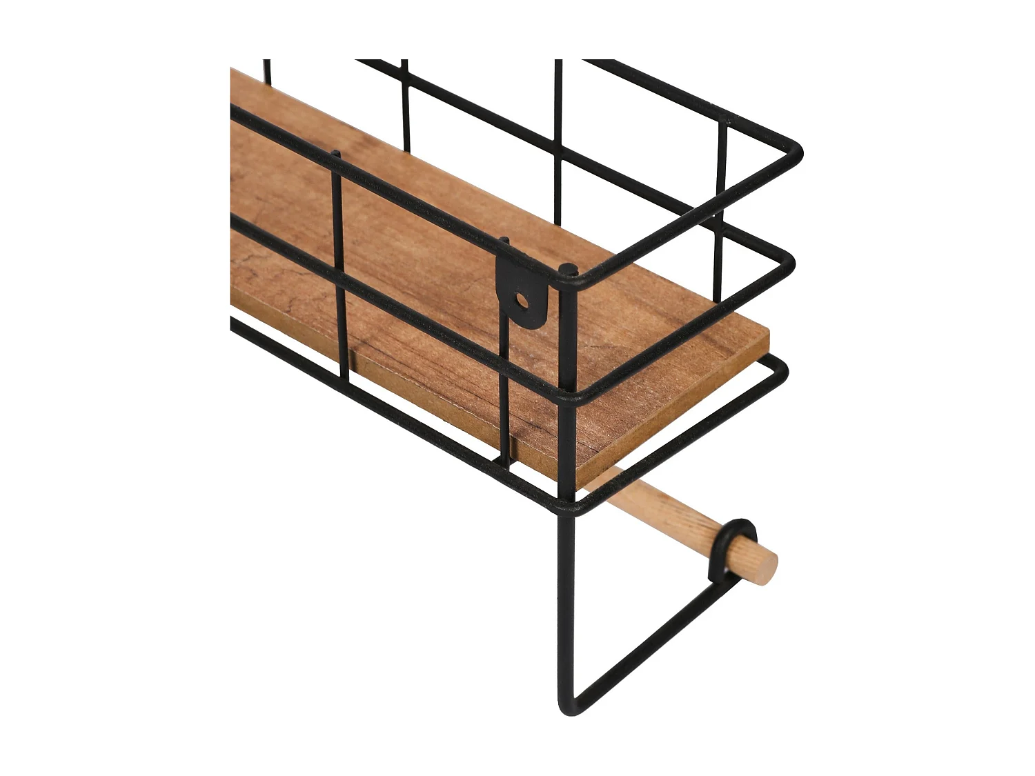 Mensola da parete - 32 cm x 10 cm x 16,5 cm - Rovere e nero - Pannello truciolare e metallo