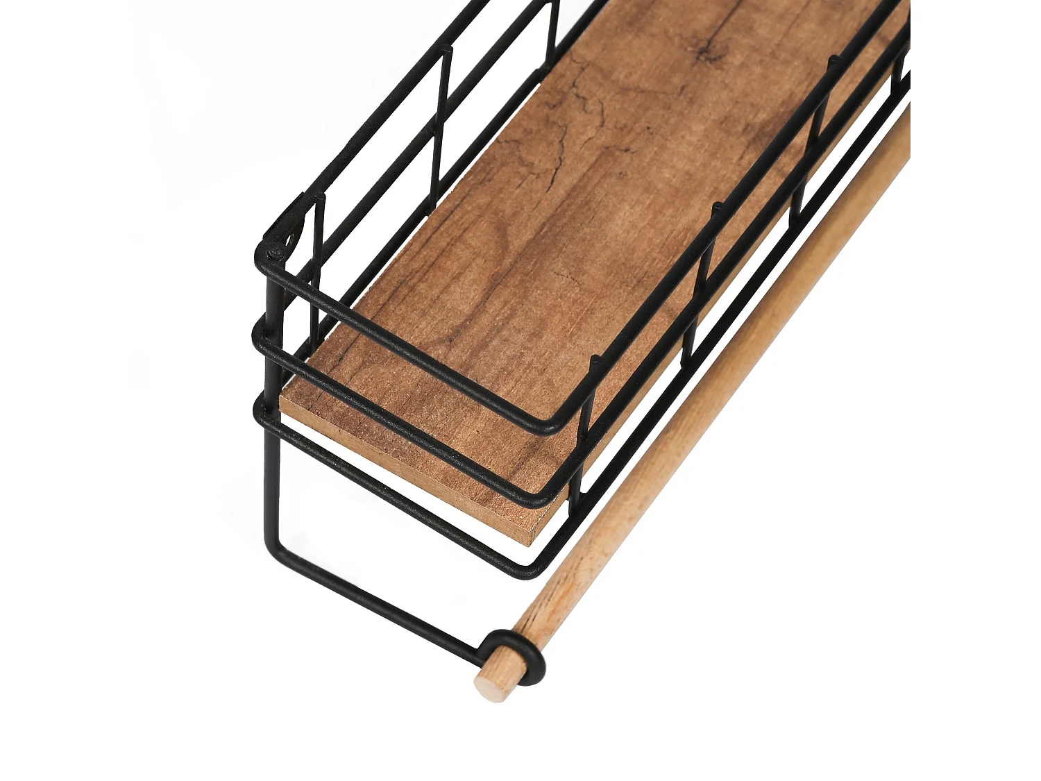 Mensola da parete - 32 cm x 10 cm x 16,5 cm - Rovere e nero - Pannello truciolare e metallo