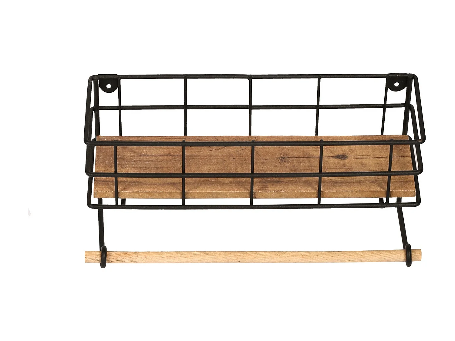 Mensola da parete - 32 cm x 10 cm x 16,5 cm - Rovere e nero - Pannello truciolare e metallo