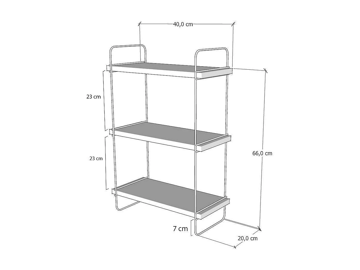 Półka ścienna – 40 x 66 x 20 cm – Antracyt – Płyta wiórowa i metal