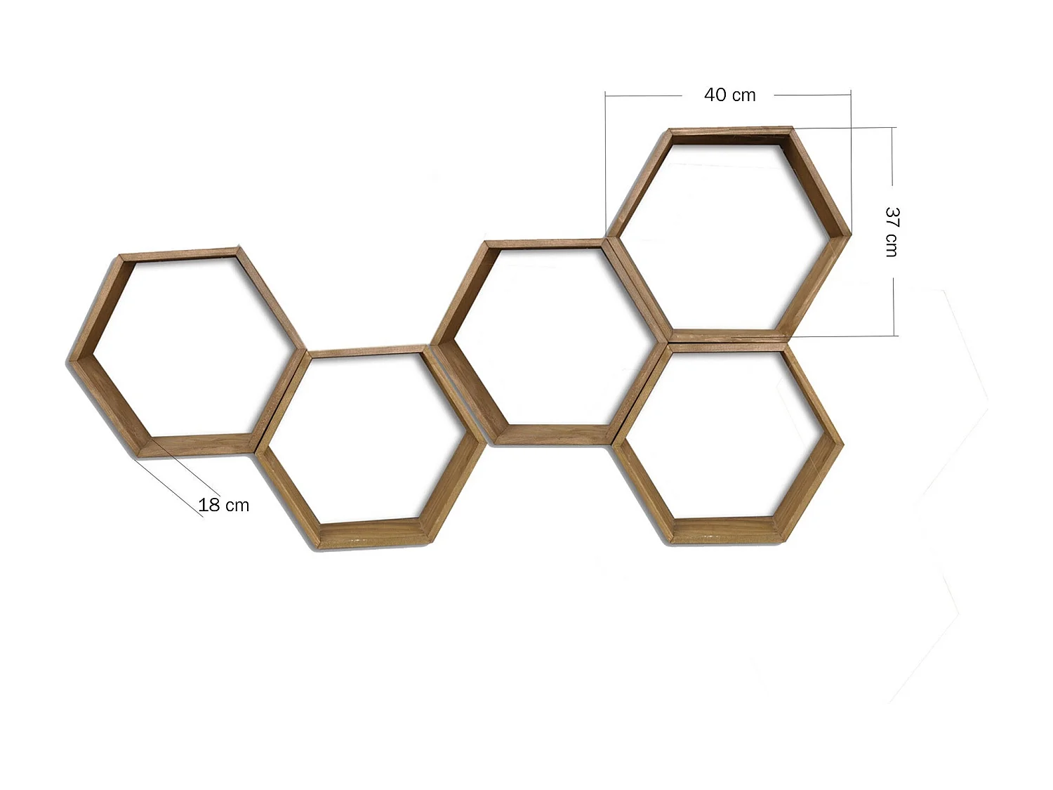Wandplank – 40 cm x 37 cm x 10 cm – Walnoot – Dennenhout