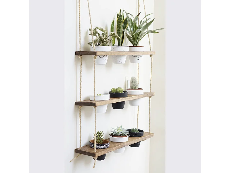 Wandplank van sparrenhout – 60 cm x 13 cm x 1,3 cm – Walnootkleur