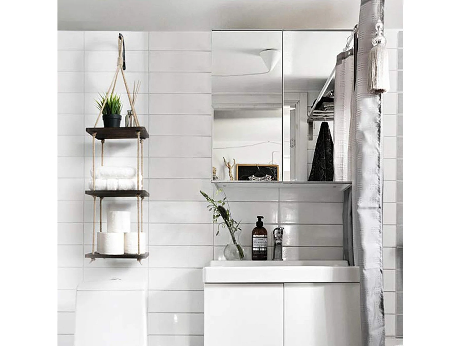 Wandplank – 90 cm x 25 cm x 1,8 cm – Walnootkleur – Dennenhout