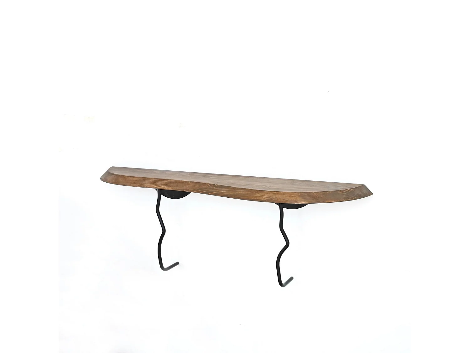 Elegante mensola da parete, 99 cm x 22 cm, nero e noce | 100% legno di pino e struttura in metallo | Perfetta per decorare e organizzare