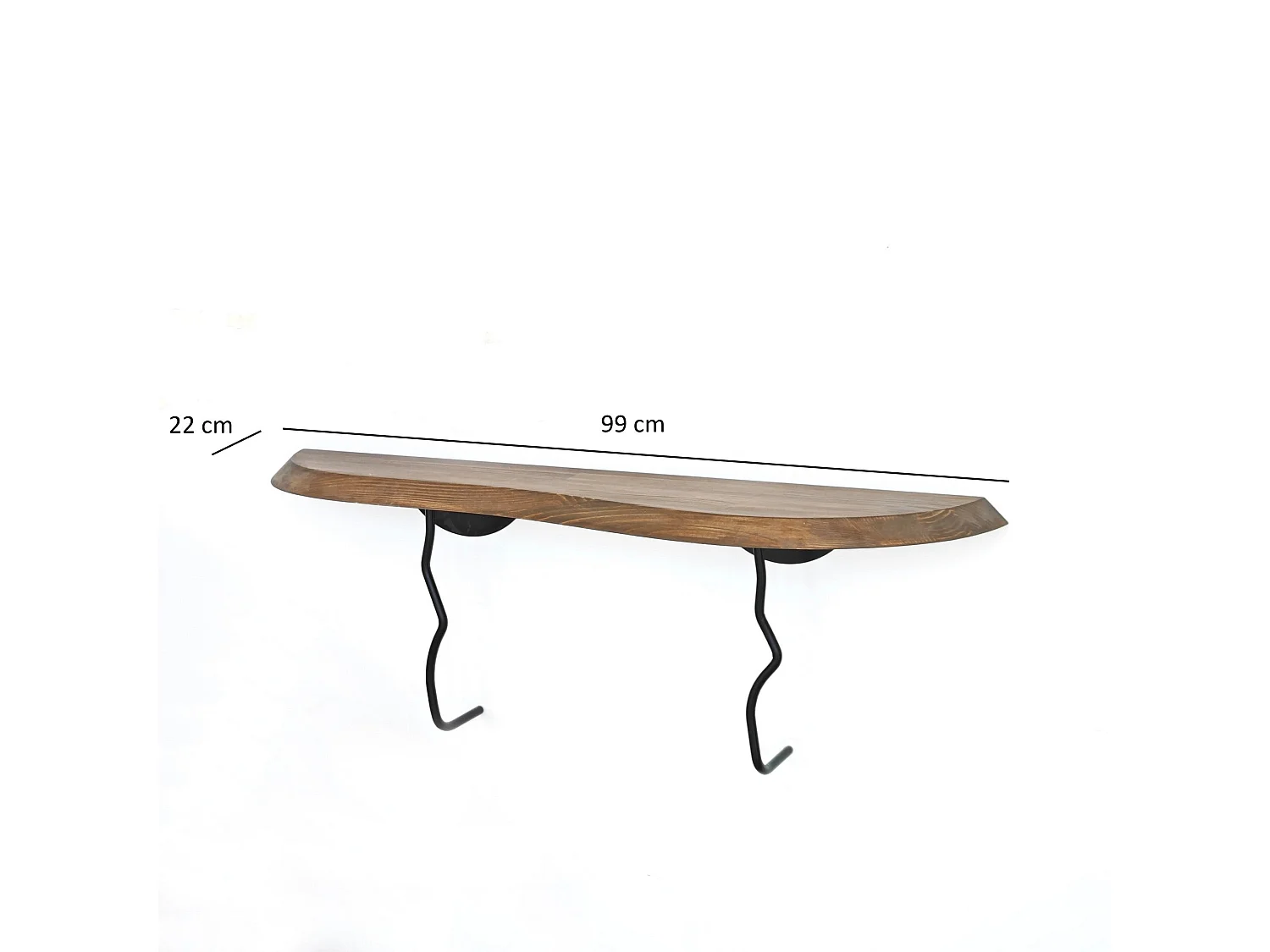 Elegante mensola da parete, 99 cm x 22 cm, nero e noce | 100% legno di pino e struttura in metallo | Perfetta per decorare e organizzare