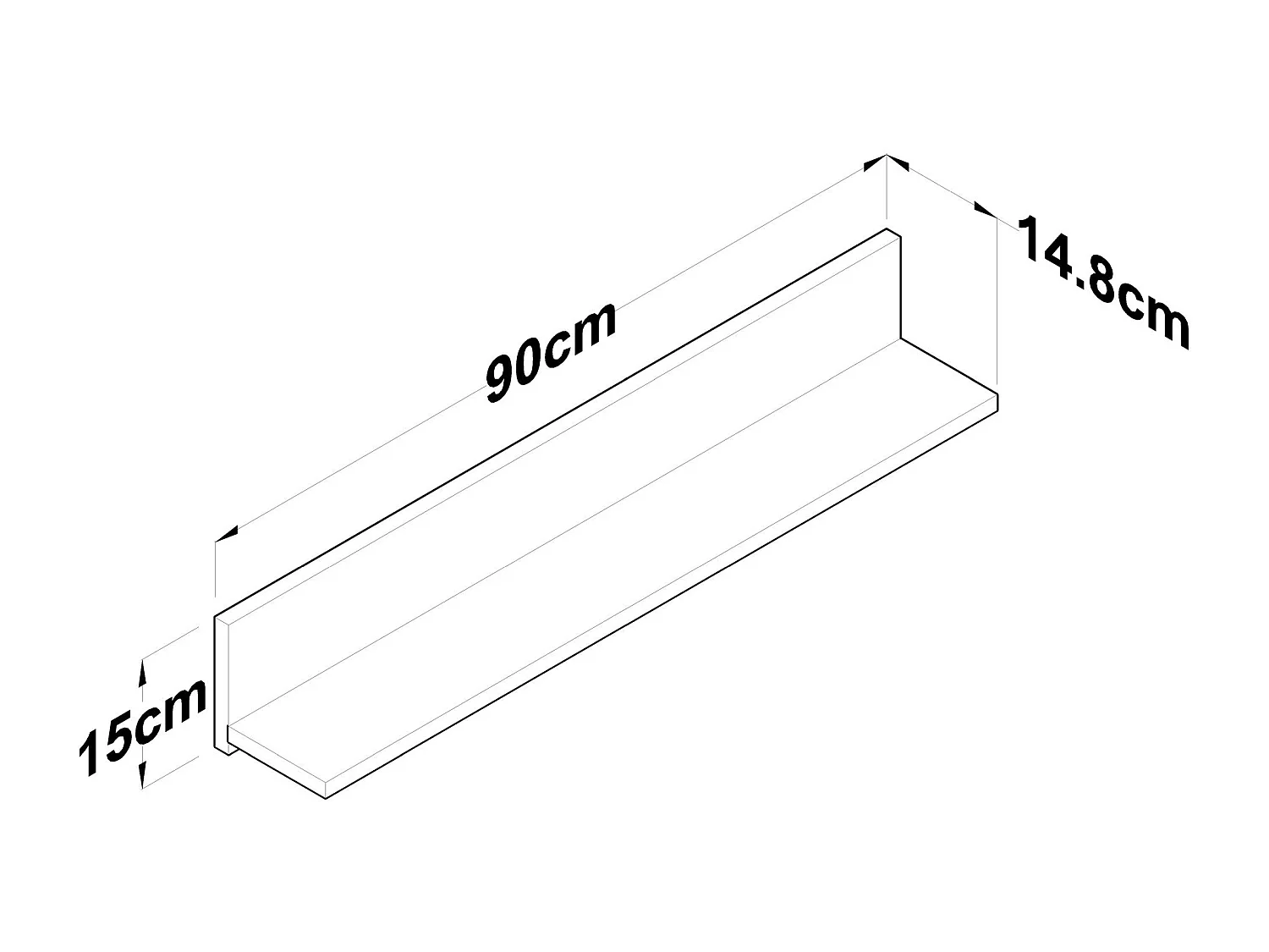 Wandregal – 90 x 15 x 14,8 cm – Walnuss – melaminbeschichtete Spanplatte