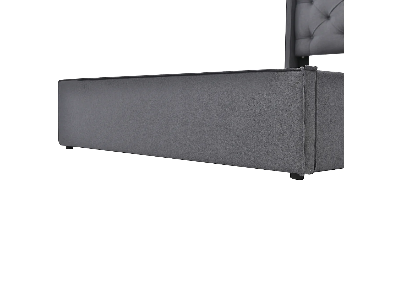 Cama estofada, 90 x 200 cm, com espaço de arrumação, cama de casal com estrado de ripas, Linho, cinzento