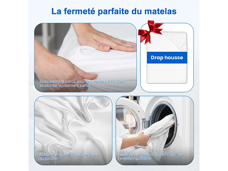 Matelas 140 x 200 cm Ressorts ,25 cm Épaisseur,Support Ergonomique 7 Zones pour la Protection de la Colonne Vertébrale, Drap Housse Offert
