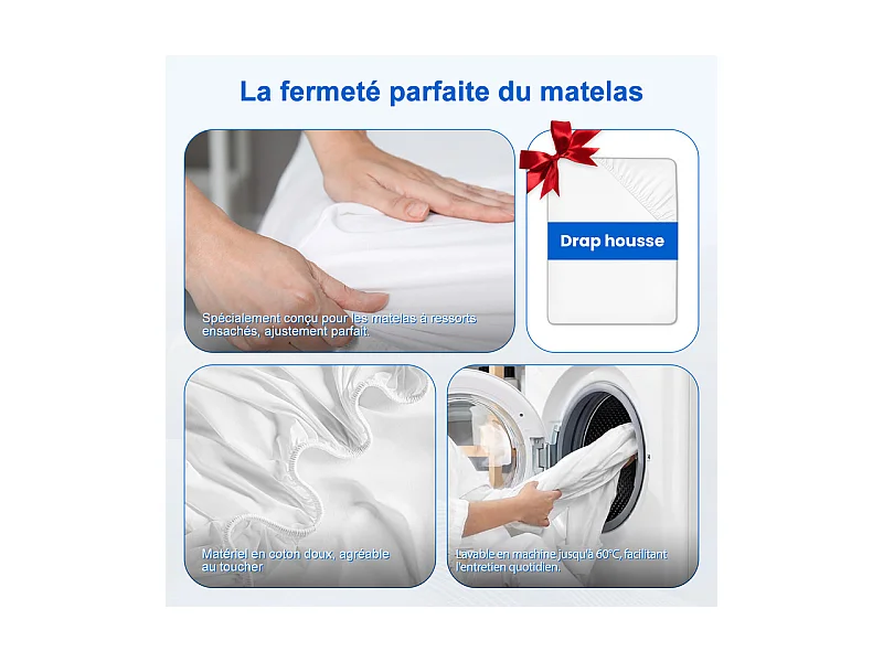 Matelas 90 x 200 cm Ressorts ,25 cm Épaisseur,Support Ergonomique 7 Zones pour la Protection de la Colonne Vertébrale, Drap Housse Offert