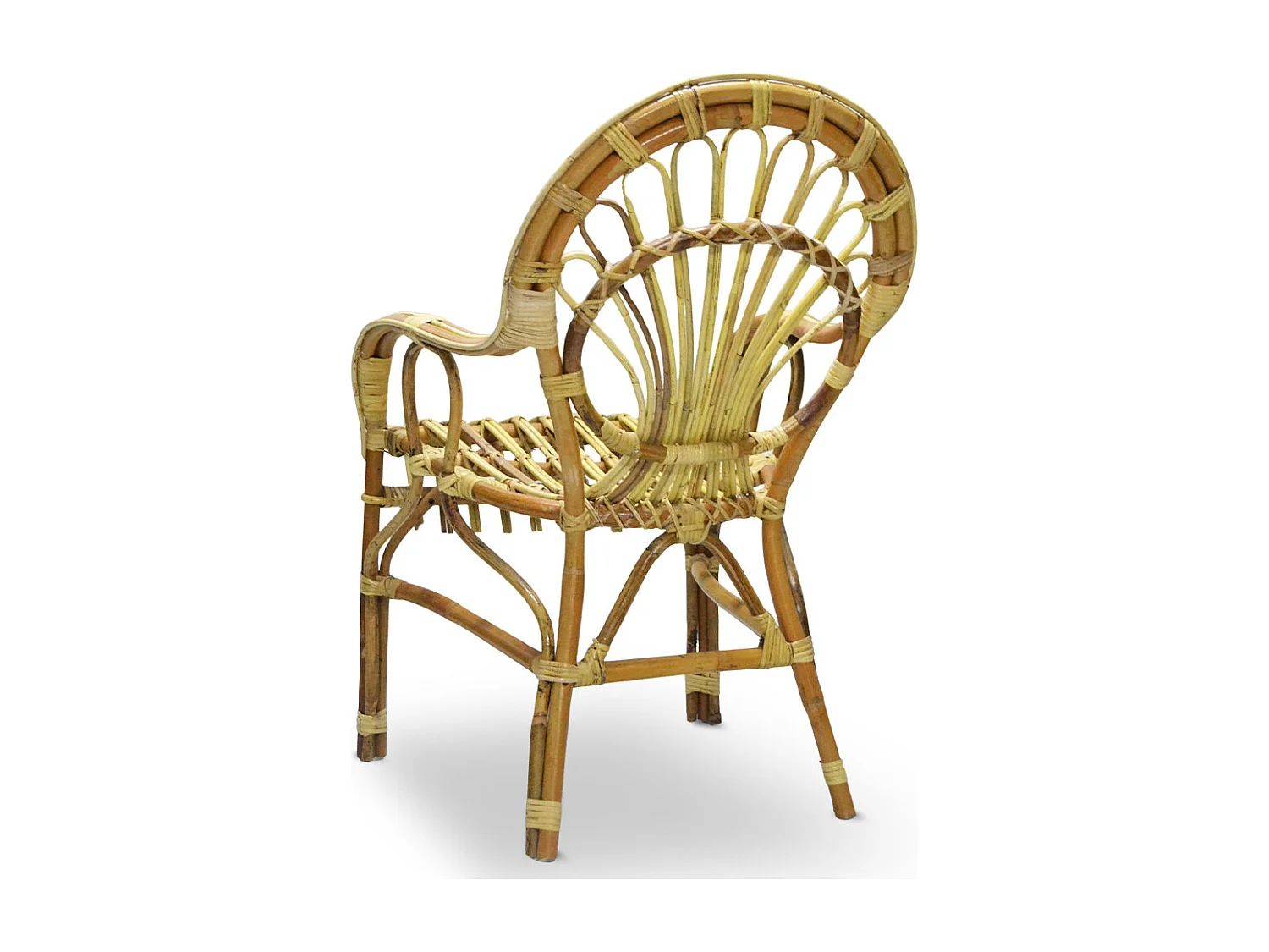 Fauteuil bas Malacca en bois de bambou et rotin tressé à la main