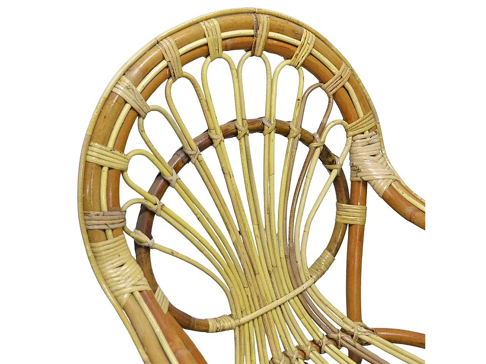 Fauteuil bas Malacca en bois de bambou et rotin tressé à la main