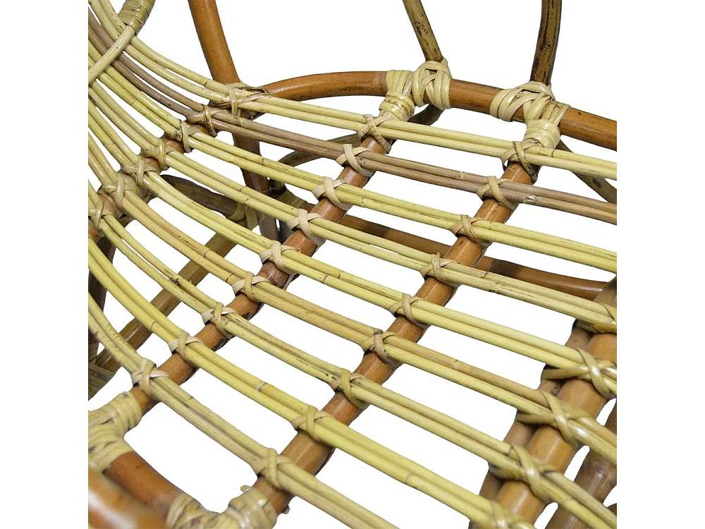 Fauteuil bas Malacca en bois de bambou et rotin tressé à la main