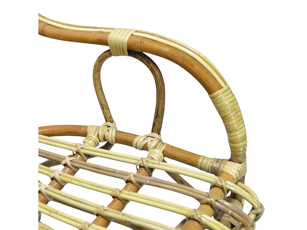 Fauteuil bas Malacca en bois de bambou et rotin tressé à la main