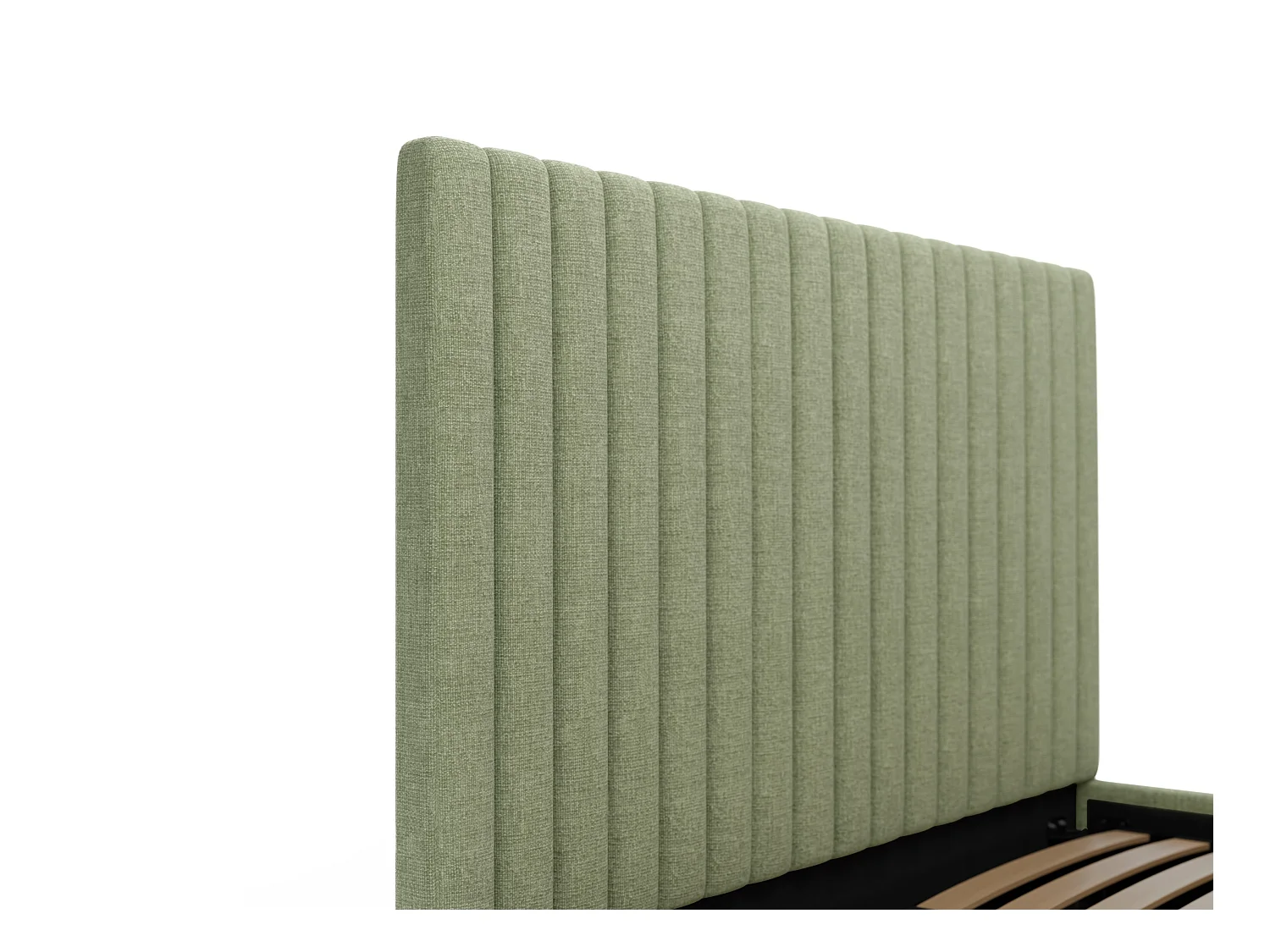 Lit coffre 120 x 190 cm avec tête de lit coutures verticales - Tissu - Vert clair + Matelas - SARAH