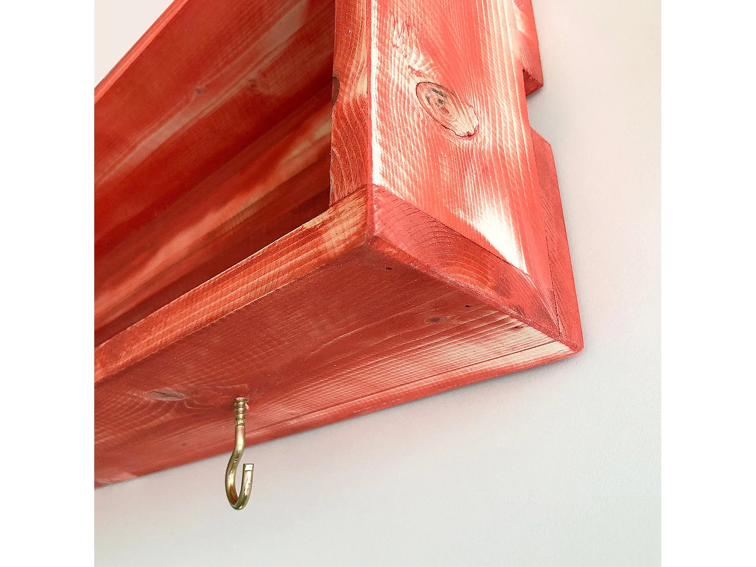 Mensola da cucina – 70 cm x 21 cm x 10 cm – Rosso – Legno di abete