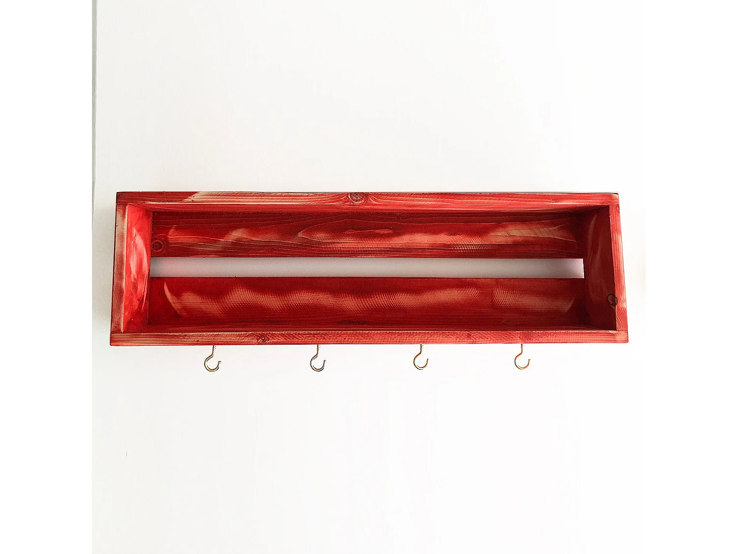 Mensola da cucina – 70 cm x 21 cm x 10 cm – Rosso – Legno di abete