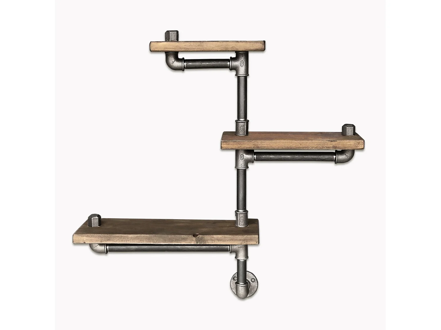 Pijpenplank – 65 cm x 75 cm x 14 cm – Zwart en walnoot – Dennenhout en metaal