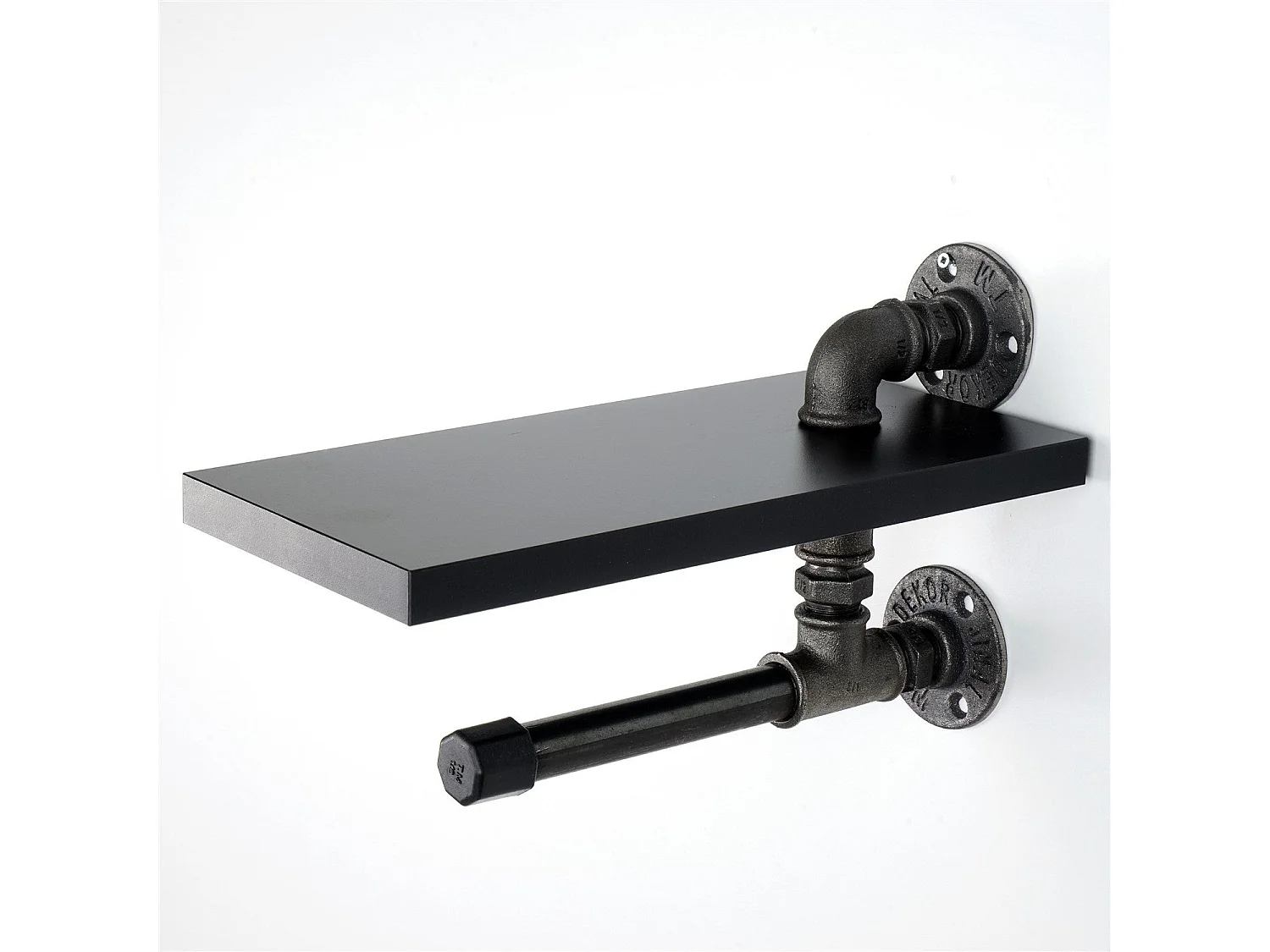 Mensola tubolare in MDF al 100%, 15 x 28 x 15 cm, nero — BORURAF238