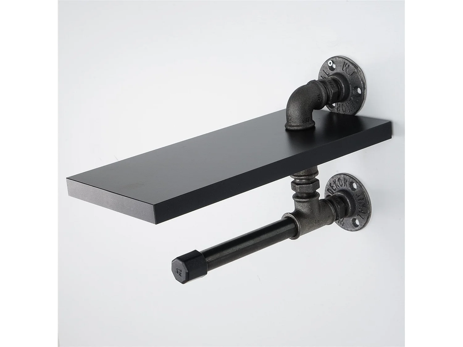 Mensola tubolare in MDF al 100%, 15 x 28 x 15 cm, nero — BORURAF238