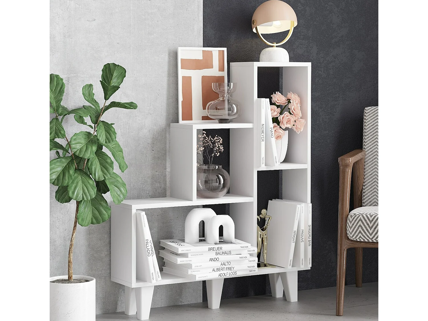 Regal – 88 x 106 x 20 cm – weiß – melaminbeschichtete Spanplatte