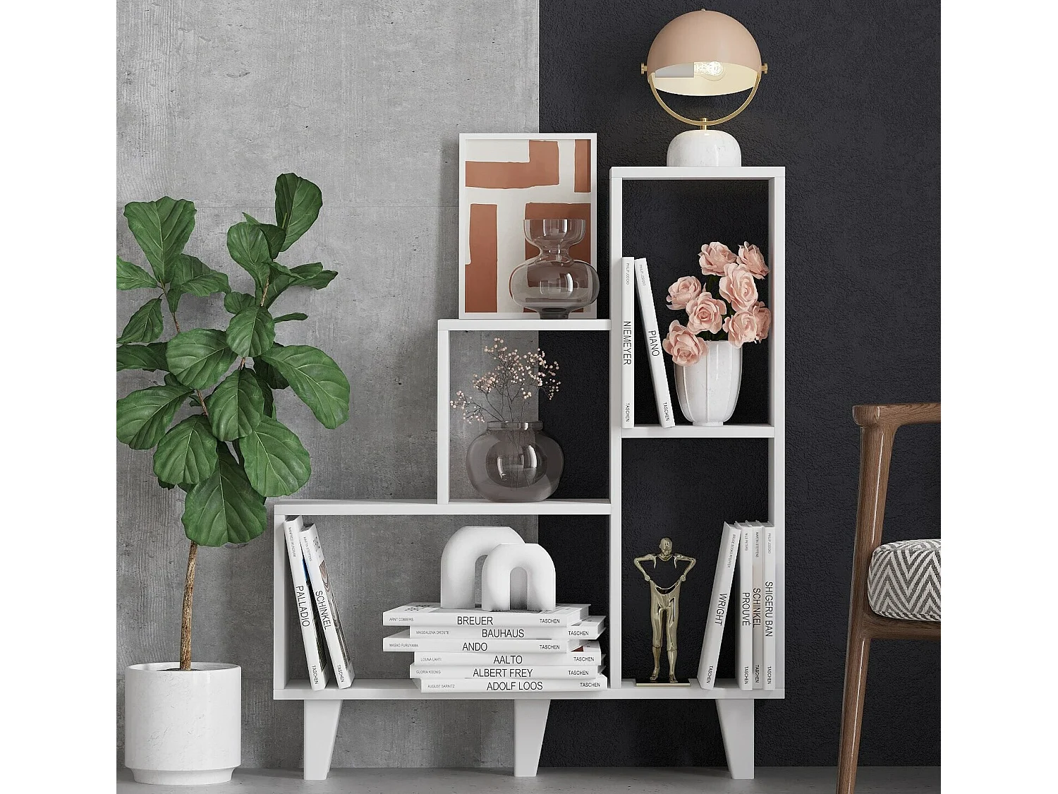 Regal – 88 x 106 x 20 cm – weiß – melaminbeschichtete Spanplatte