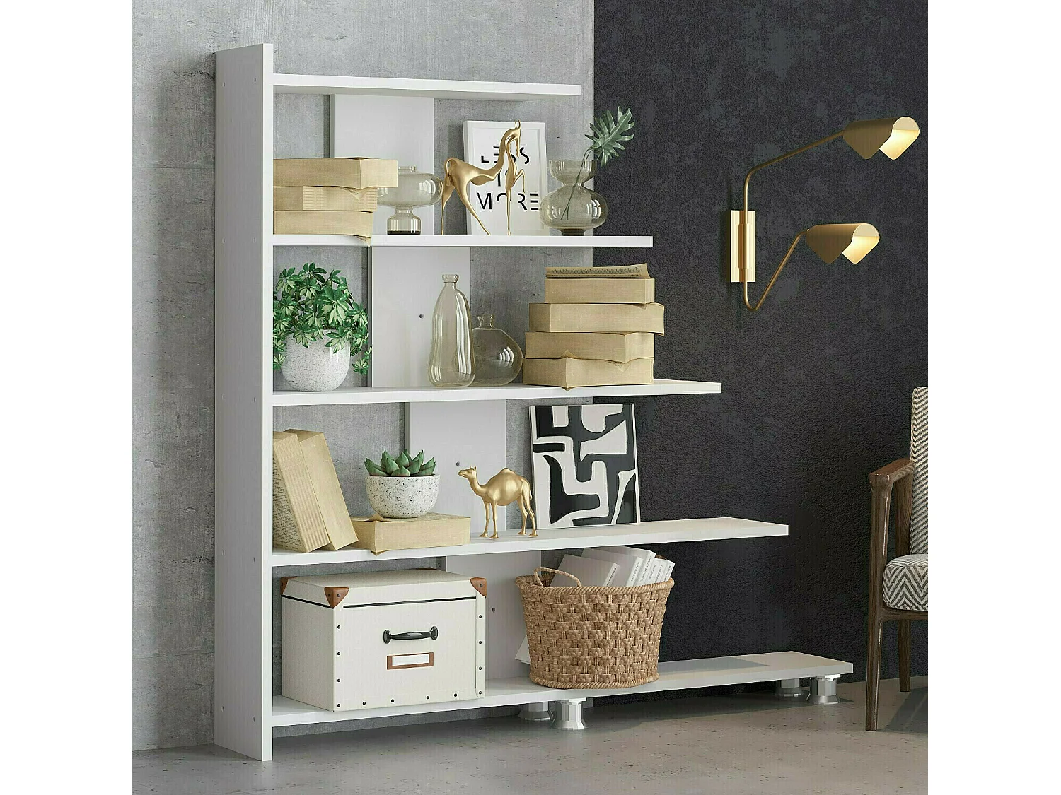 Regal – 122 cm x 120 cm x 20 cm – Weiß – Spanplatte mit Melaminbeschichtung