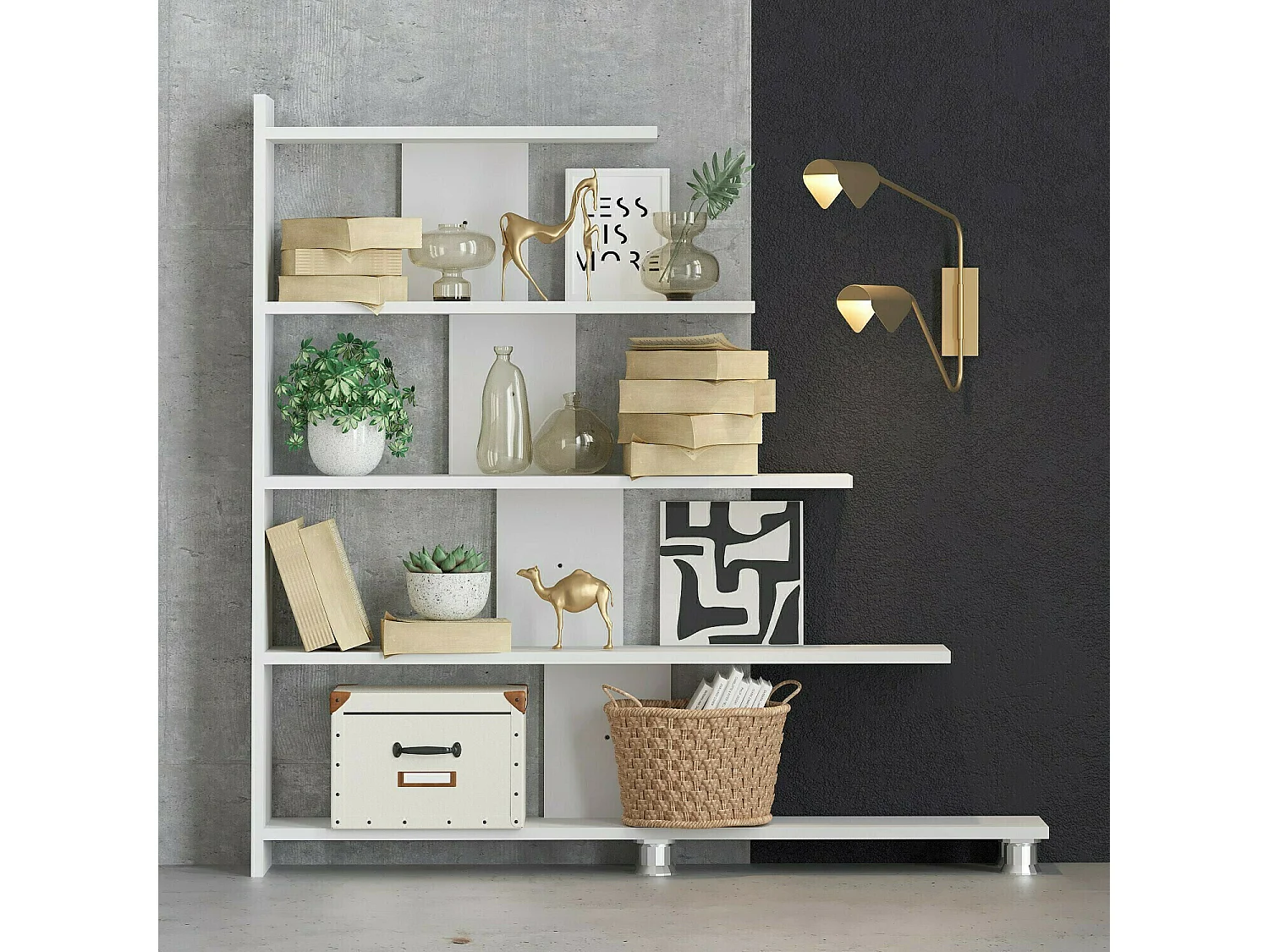 Regal – 122 cm x 120 cm x 20 cm – Weiß – Spanplatte mit Melaminbeschichtung