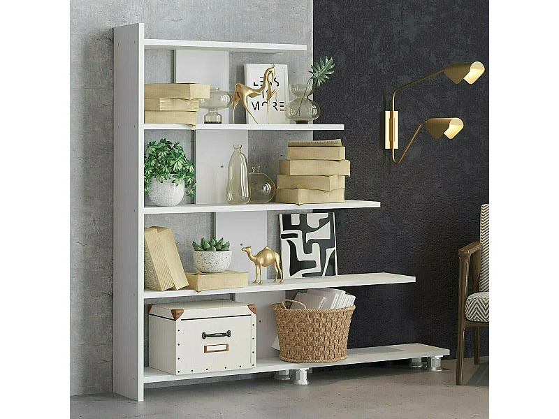 Regal – 122 cm x 120 cm x 20 cm – Weiß – Spanplatte mit Melaminbeschichtung