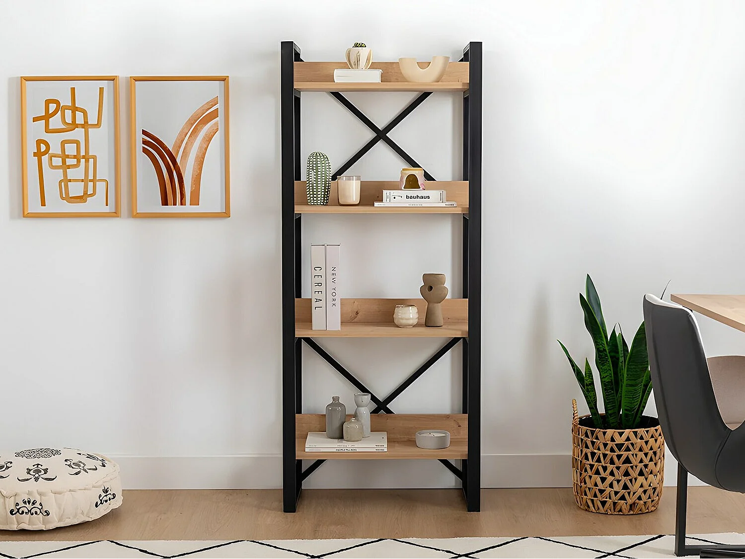 Rustikales Industrieregal – 63 x 150 x 32 cm – Saphirfarbe – Melaminbeschichtete Spanplatte