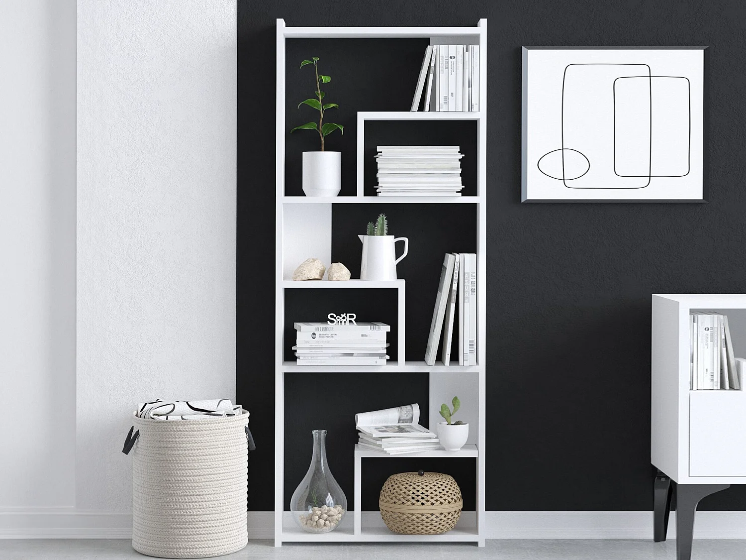 Regal – 60 x 15 x 150 cm – weiß – melaminbeschichtete Spanplatte