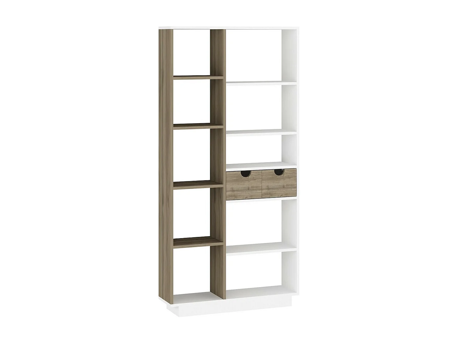 Scandinavische plank – 80,4 x 188,6 x 25 cm – Wit en walnoot – Melamine gecoate spaanplaat