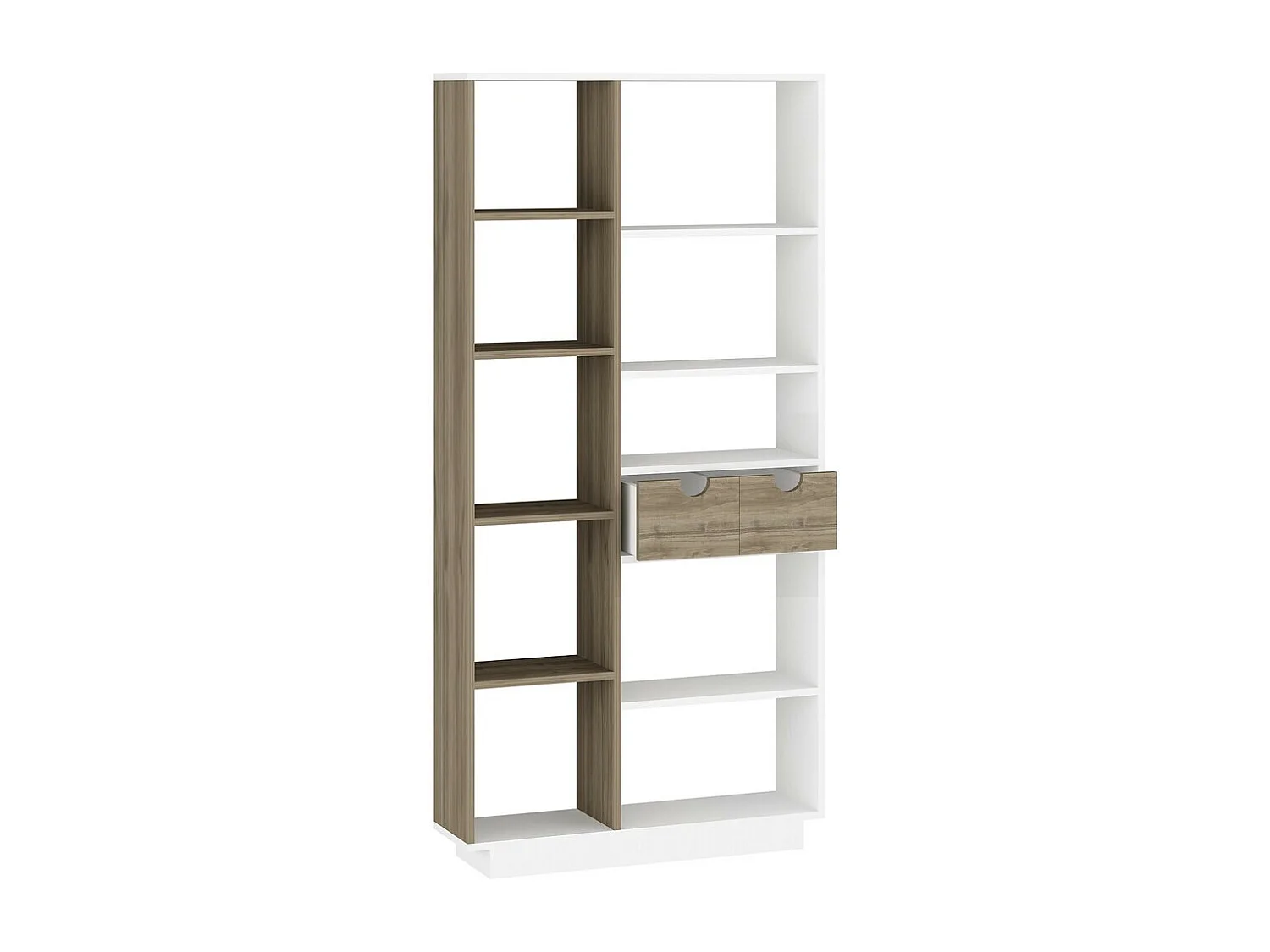 Scandinavische plank – 80,4 x 188,6 x 25 cm – Wit en walnoot – Melamine gecoate spaanplaat