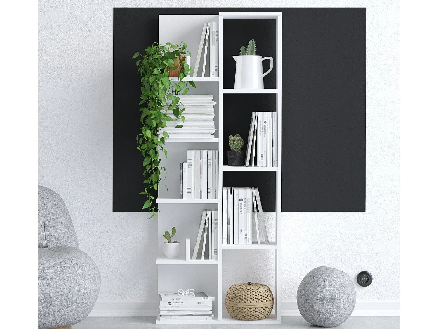 Regal – 60 x 150 x 18 cm – Weiß – Melaminbeschichtete Spanplatte