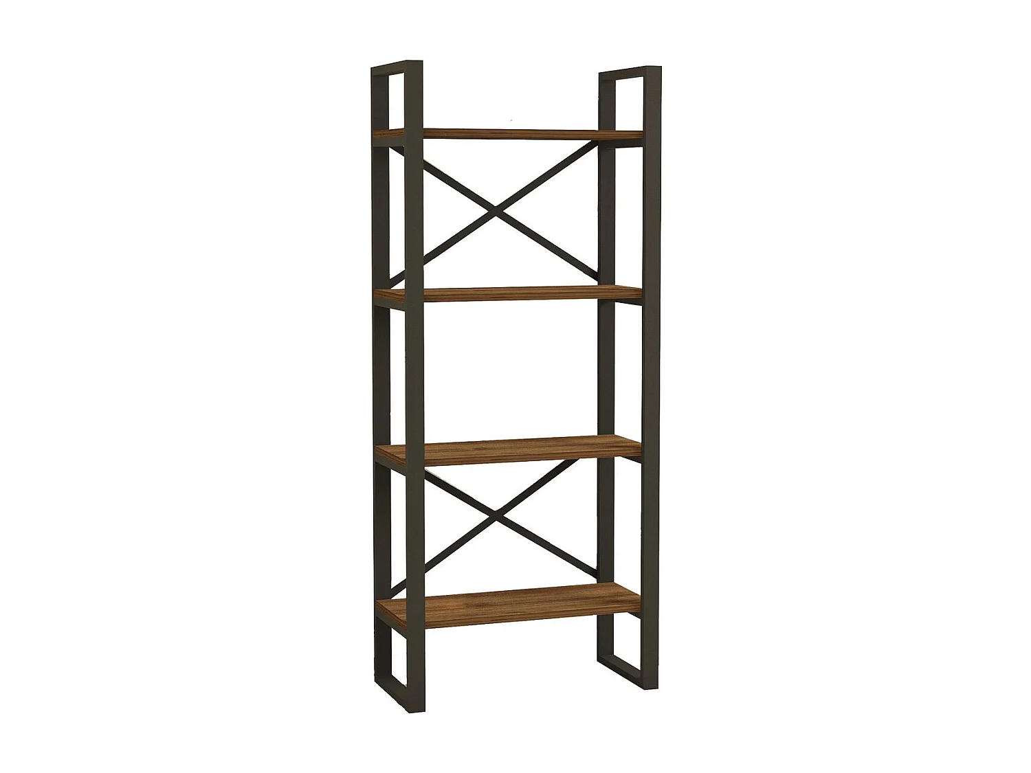 Étagère industrielle en noyer – 66 cm x 150 cm x 32 cm – métal