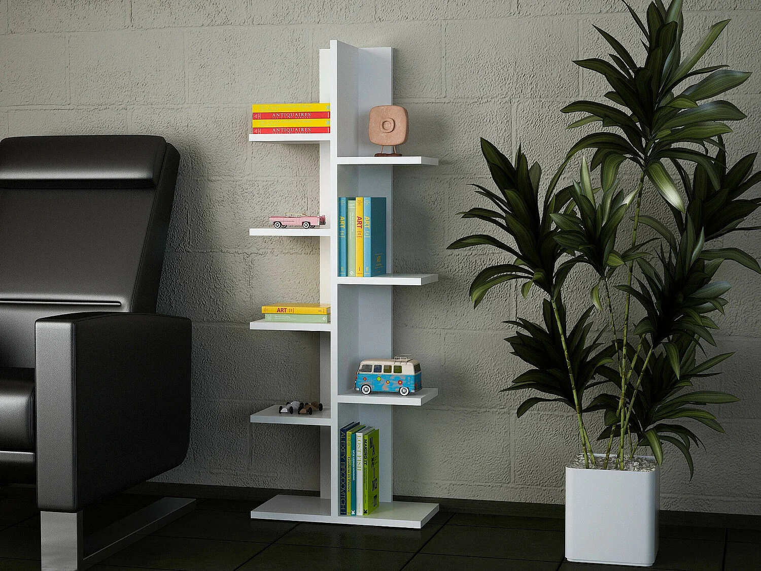 Skandinavisches Regal – 45 x 121,8 x 22 cm – Weiß – Spanplatte