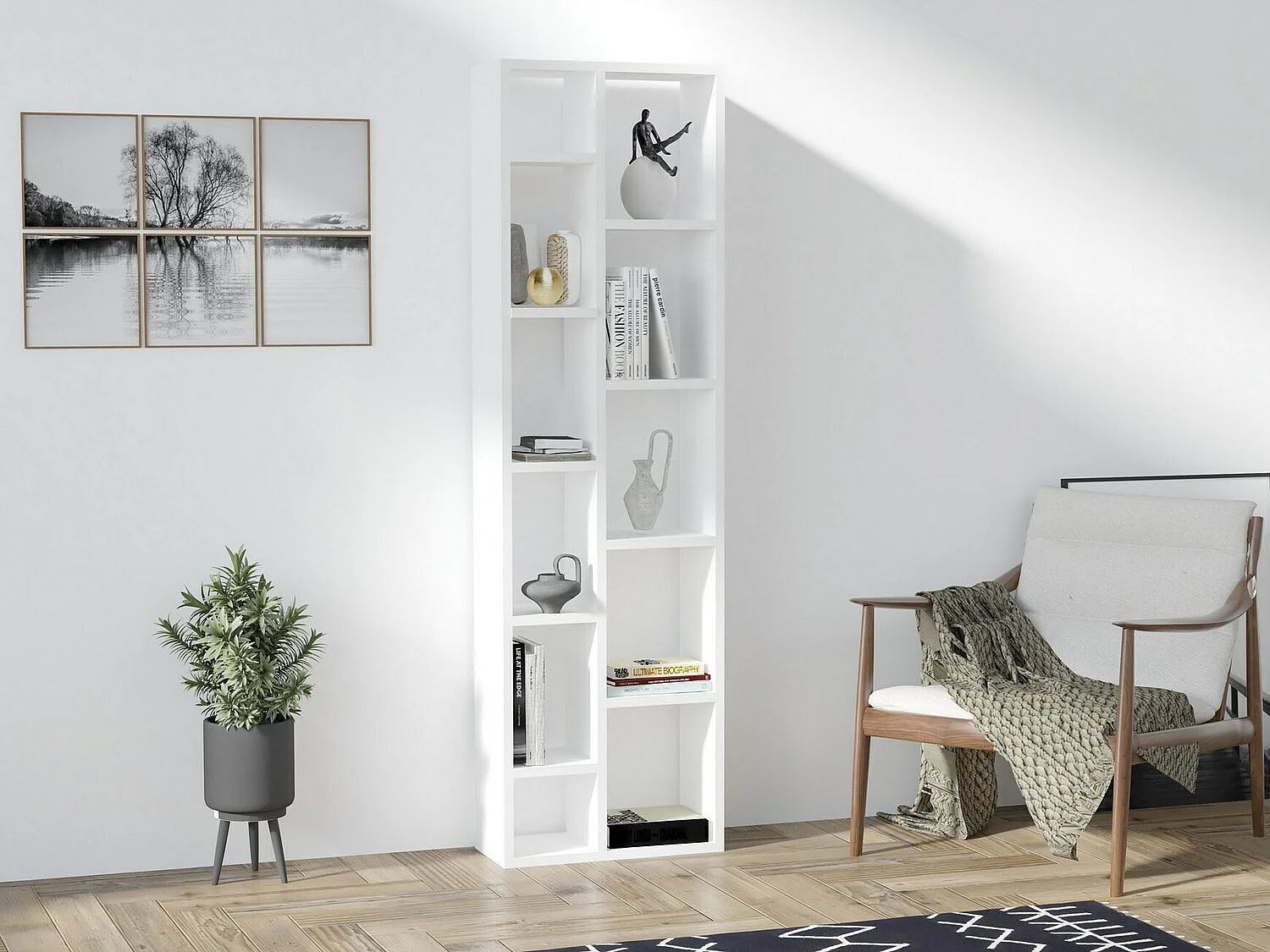 Melamin-MDF-Regal – 150 cm hoch – 44,4 cm breit – Weiß