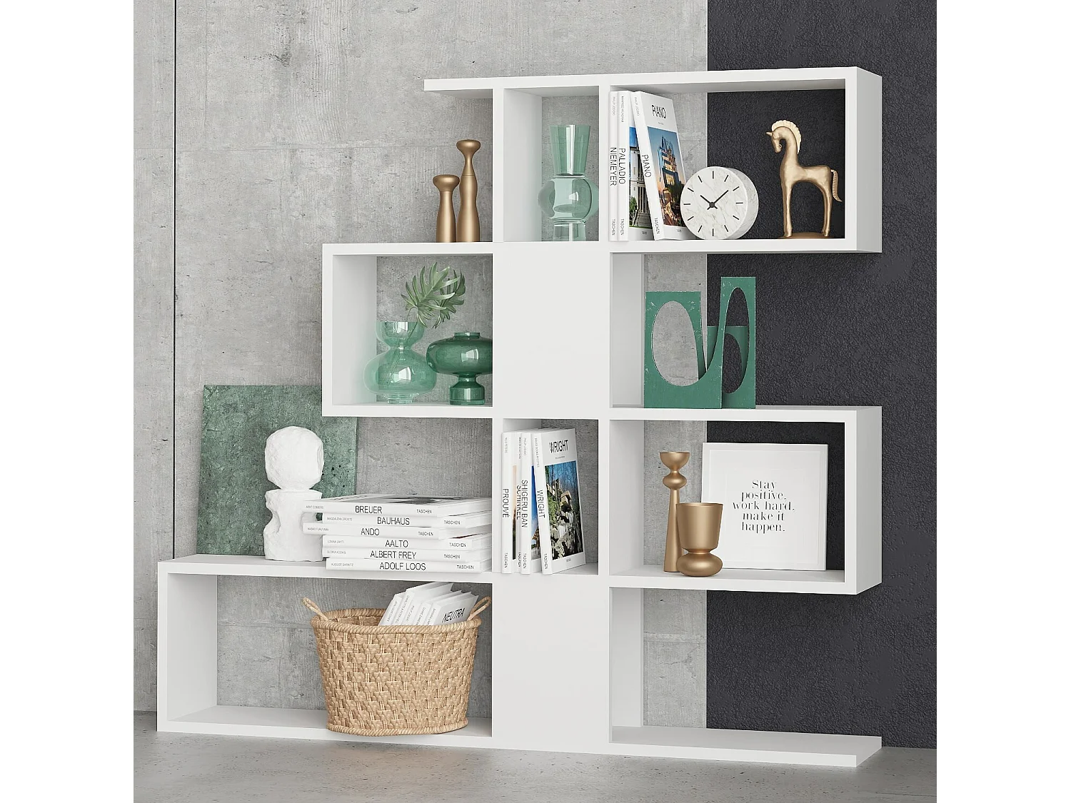 Modernes Regal – 120 cm x 109 cm x 20 cm – Weiß – Spanplatte