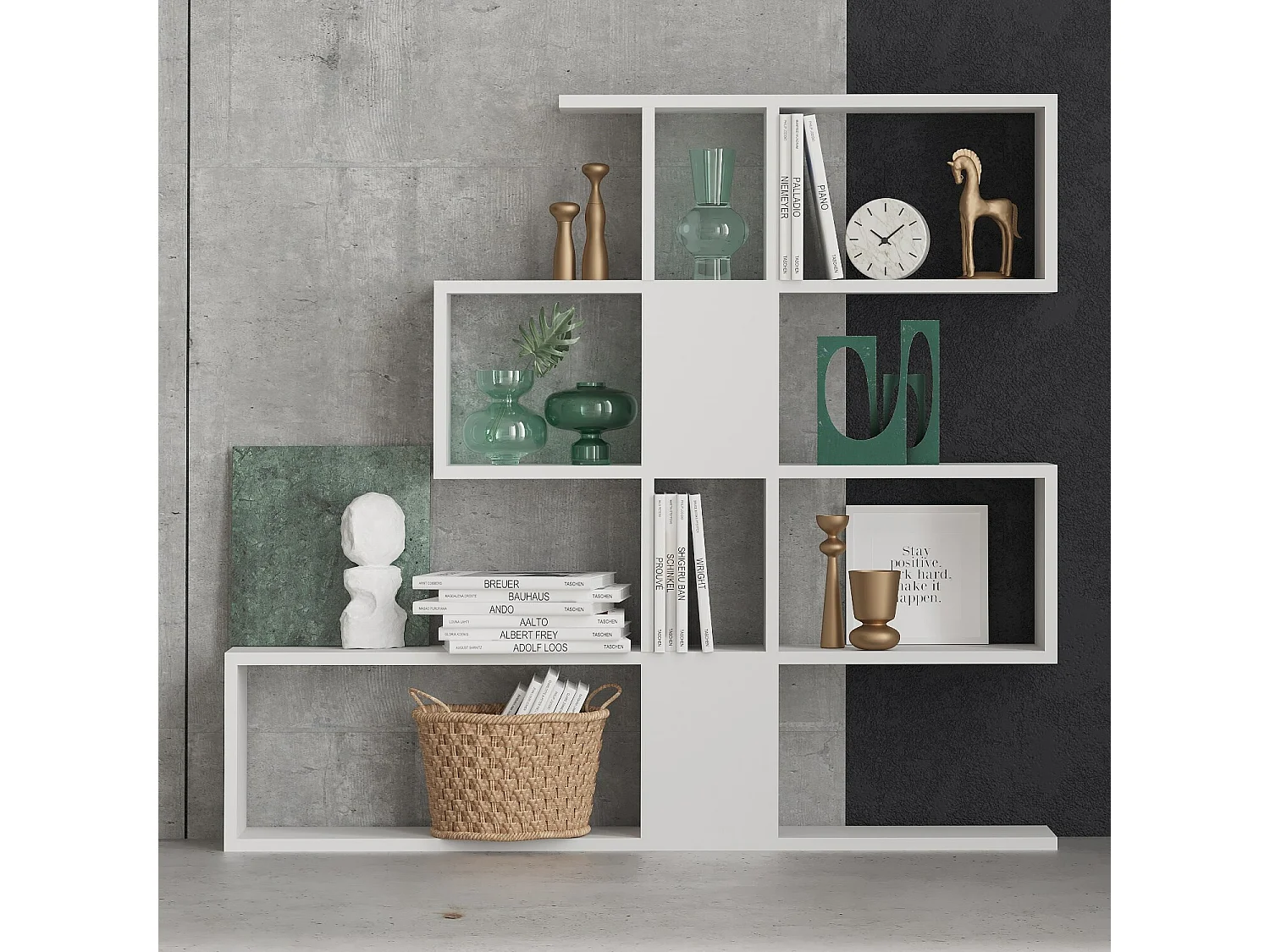 Modernes Regal – 120 cm x 109 cm x 20 cm – Weiß – Spanplatte