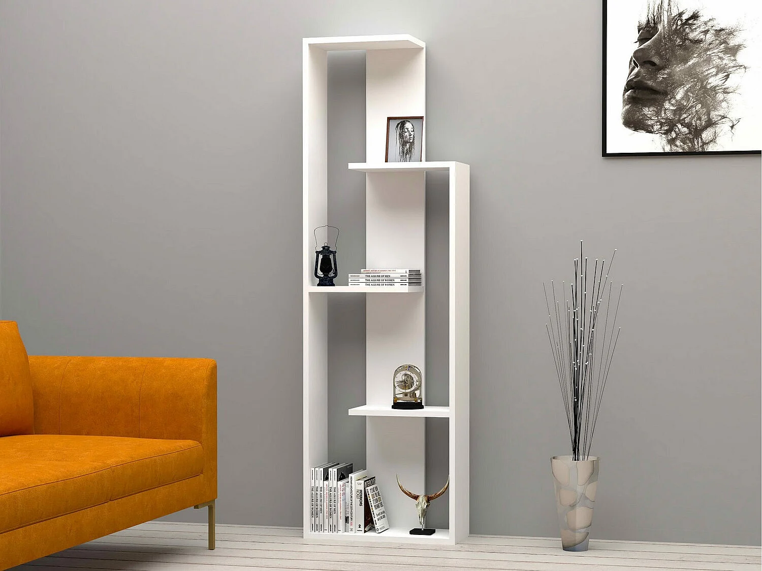 Skandinavisches Regal – 50 x 160 x 19,6 cm – Weiß – Melaminbeschichtete Spanplatte