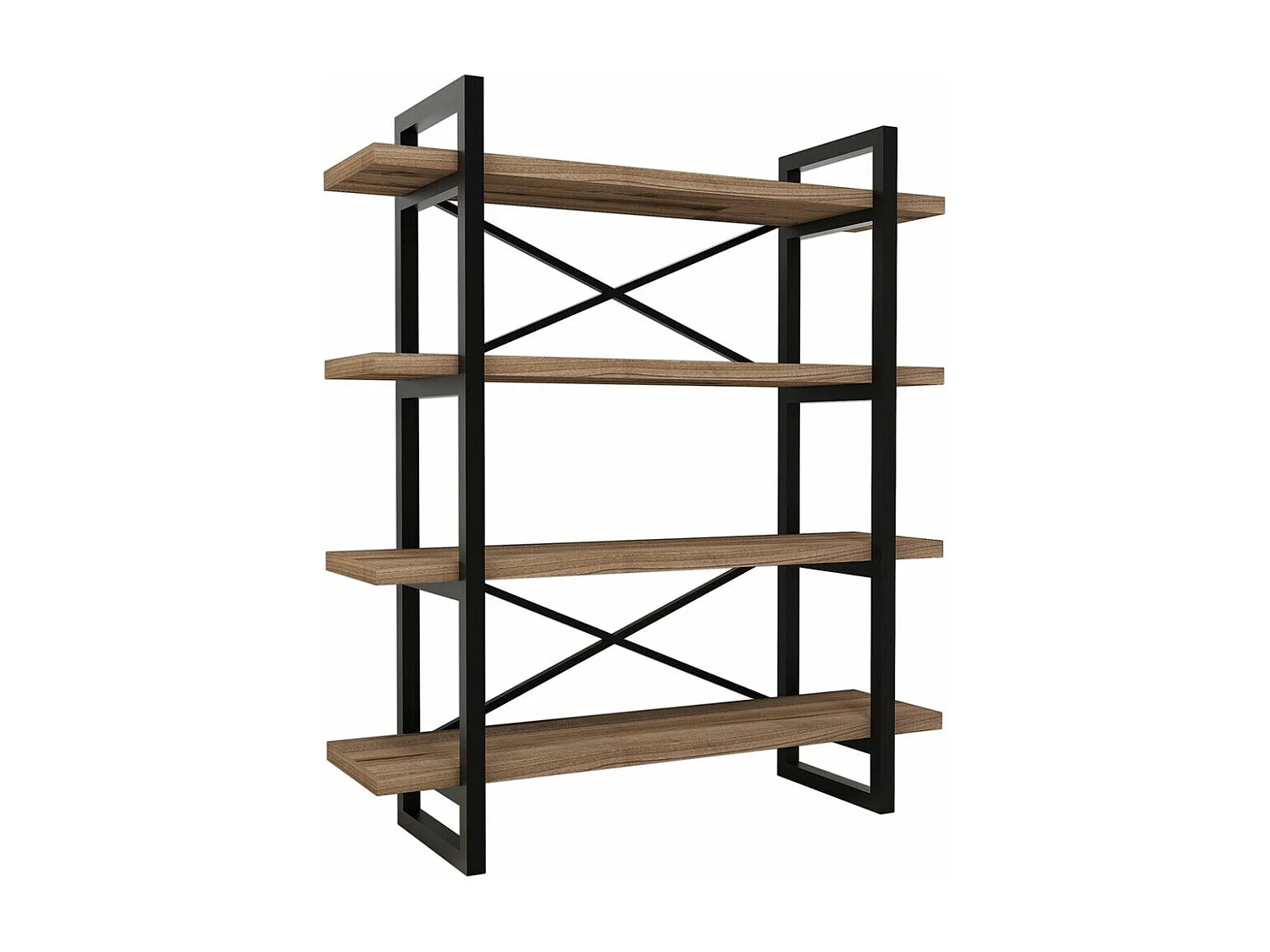 Industriële metalen en melamine gecoate spaanplaatplank – 106 x 120 x 33 cm – notenhout