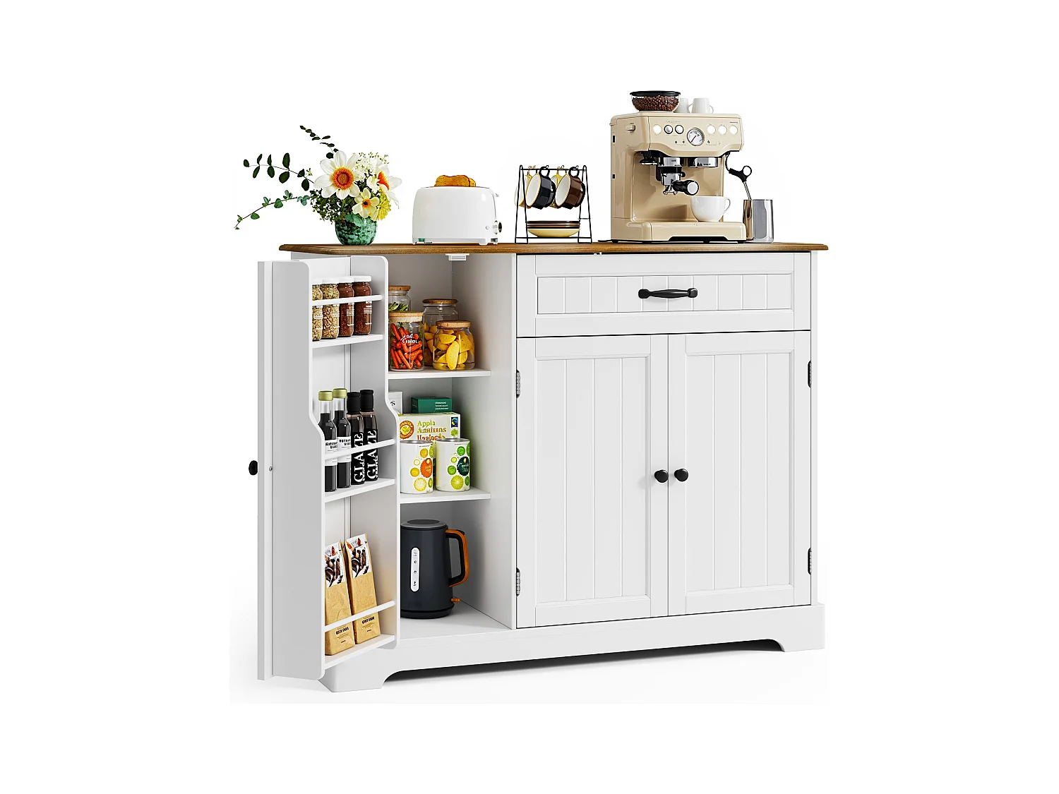 Buffet de Cuisine 3 Portes 1 Tiroir 105 x 40 x 84.5 cm Marron