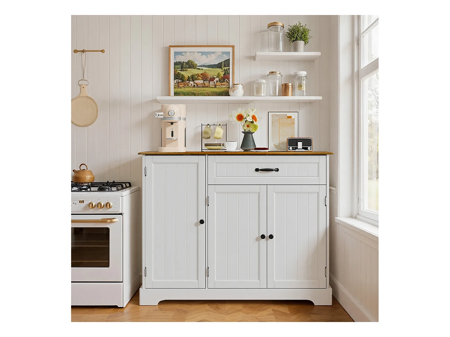 Buffet de Cuisine 3 Portes 1 Tiroir 105 x 40 x 84.5 cm Marron