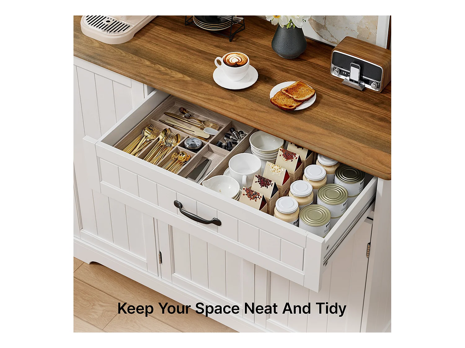 Buffet de Cuisine 3 Portes 1 Tiroir 105 x 40 x 84.5 cm Marron