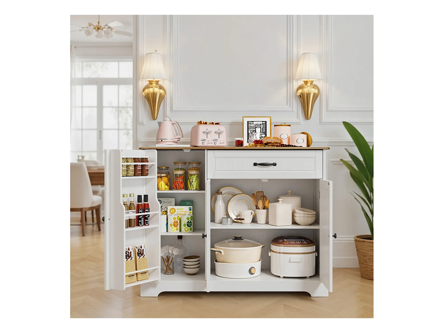 Buffet de Cuisine 3 Portes 1 Tiroir 105 x 40 x 84.5 cm Marron